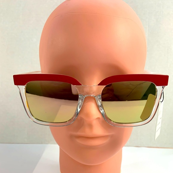 CiCi | Accessories | Cici Modern Clear Famed Sunglasses Red Accent